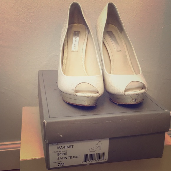 White platform peep toe with mirror heels - Picture 1 of 8